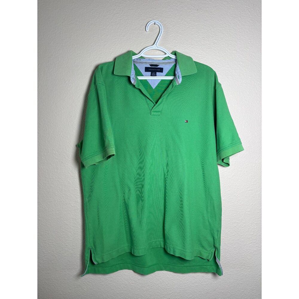 Tommy Hilfiger Polo Mens Large Cotton Kelly Green Logo Short Sleeve Shirt